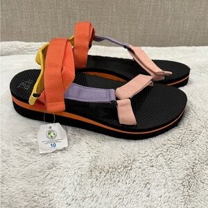 Time and Tru Women’s Platform Nature Sandals – Size 10 NWT Multi-Colored Rainbow
